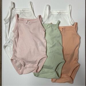 H&M 5-pack Cotton Baby Bodysuit Set - Pink, Green, Orange, White